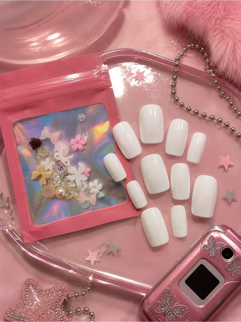 Glossy White Press-On Nail Set